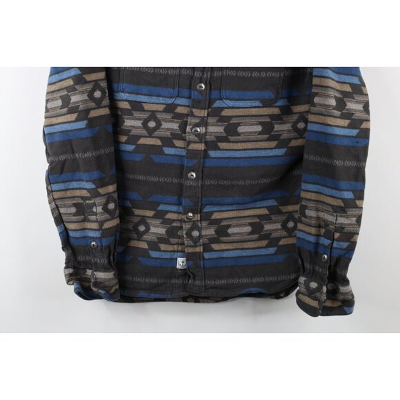 Iron and Resin Mens large Faded Heavy Southwestern Fiesta Flannel Button Shirt - Picture 3 of 12